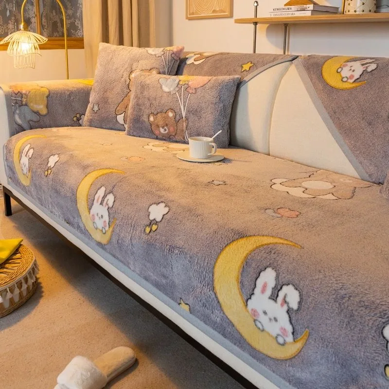 Милые плюшевые Мультяшные Чехлы для дивана защитный чехол полотенце подушка