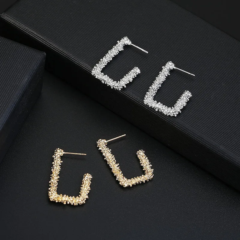 

Geometric Stud Earrings for Women 2021 New Trendy Fashion Korean Style Women Large Stud Earrings Grunge Aesthatic Punk Jewelry