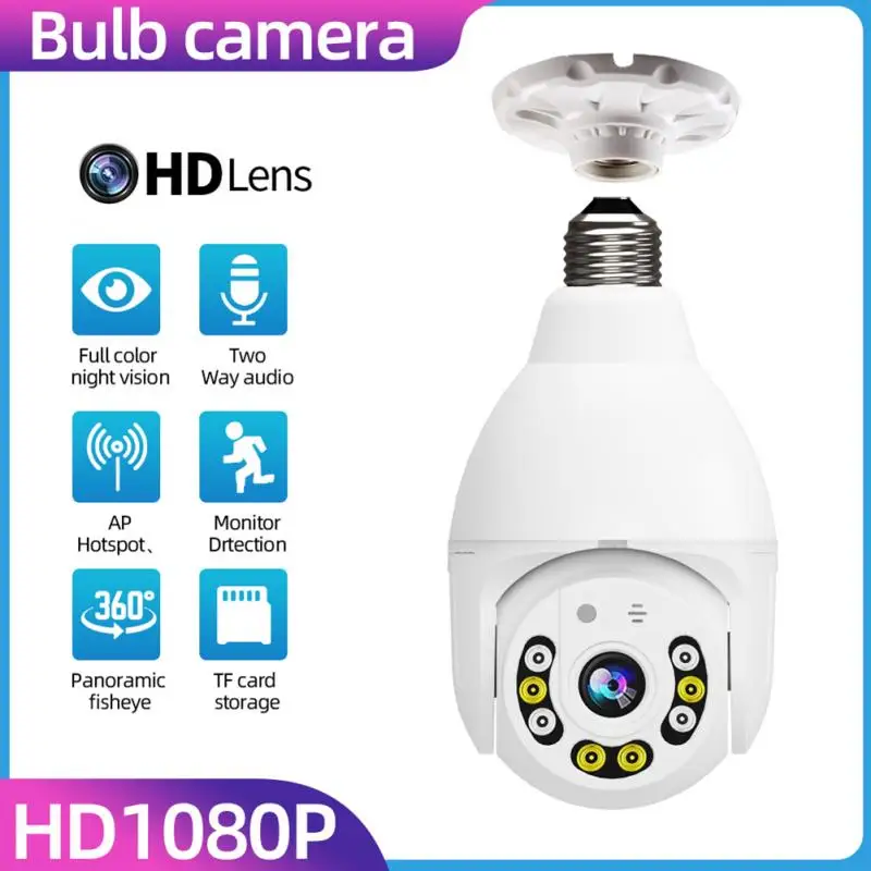 

E27 Bulb Wifi Camera PTZ Infrared Night Vision Two Way Talk Baby Monitor Auto Tracking V380 pro For Home Security Camcorders
