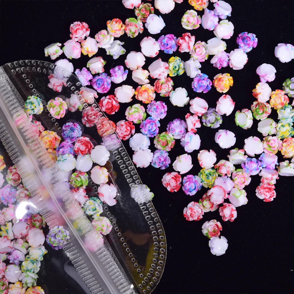 100 шт. 6 мм полимерный цветок розы для дизайна ногтей декор с плоской задней