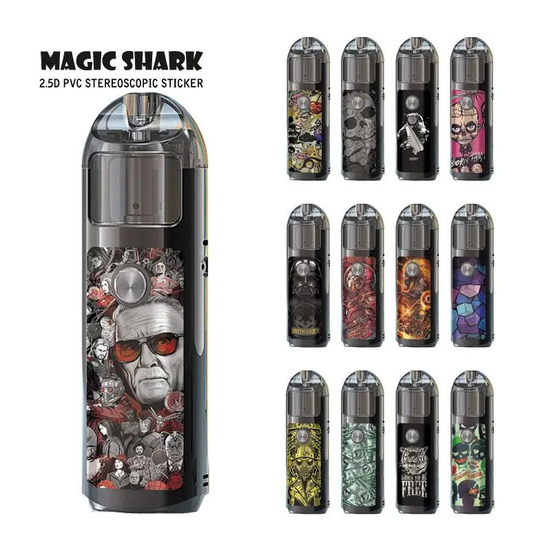 Magic Shark Star War Super Hero Irom Man Fire Horse Skull Pod Vape ПВХ стикер чехол пленка для Lostvape LYRA|Наклейки