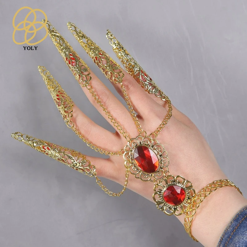 1 Pcs Ancient Antique Style Queen False Nail Rings Hollow Knuckle Finger Ring Finger Tip Belly Dance Fashion Jewelry Accessories