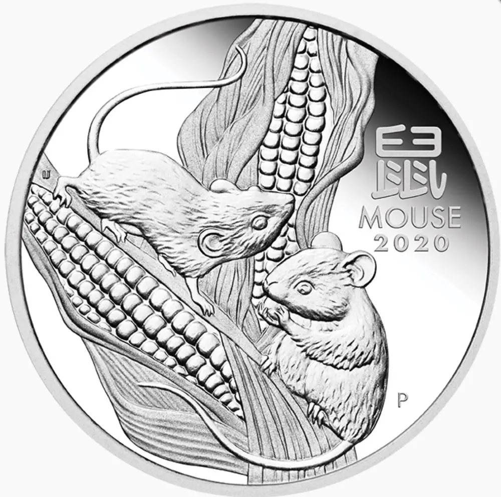 Юбилейные монеты год мыши Австралия 1 унция серебряная золотая монета 2020