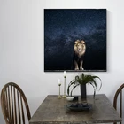 Настенная картина, Картина на холсте, Лев под звездами, декоративная картина для гостиной, картины, Декор