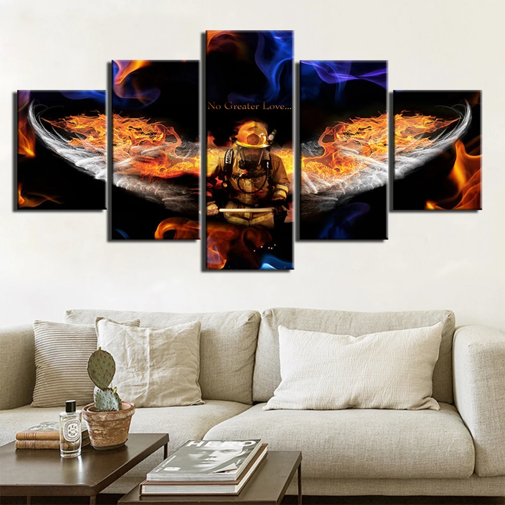 Модульные картины 5 панелей пожарный живопись на холсте не больше плакаты с любовью и репродукции, настенное искусство домашний декор для гостиной