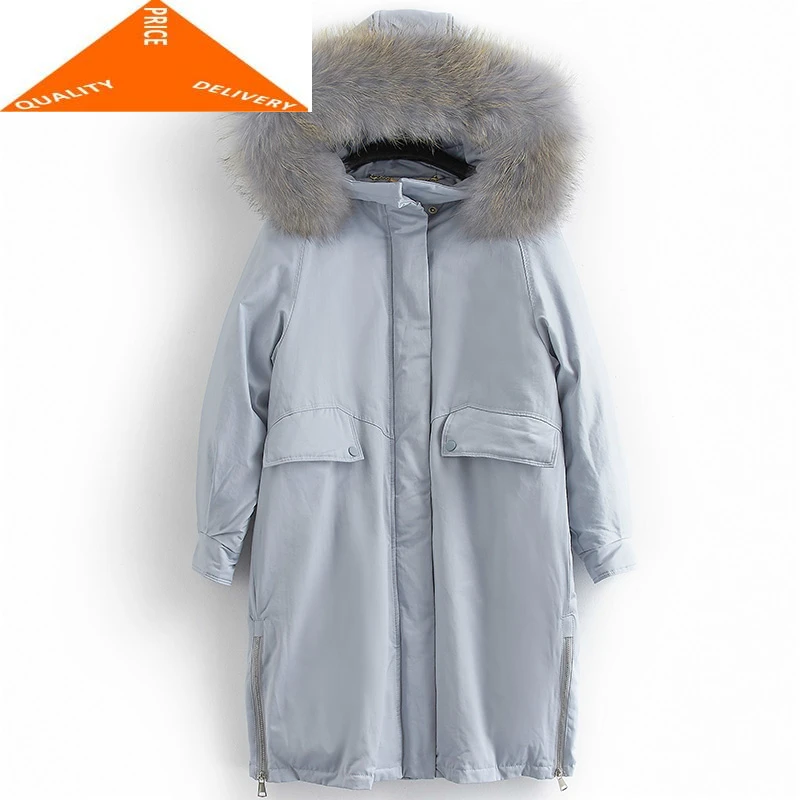 

Jackets Women Coats Warm Woman Parka Real Fur Hooded Long Winter 20% Duck Down Coat Female Clothes 2020 LWL9287
