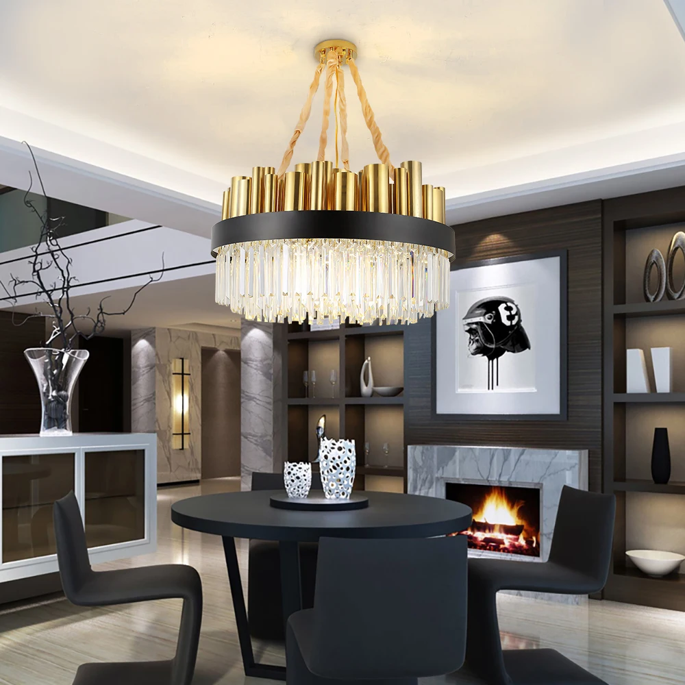 Роскошная хрустальная люстра светильник для гостиной большой круглый столовая