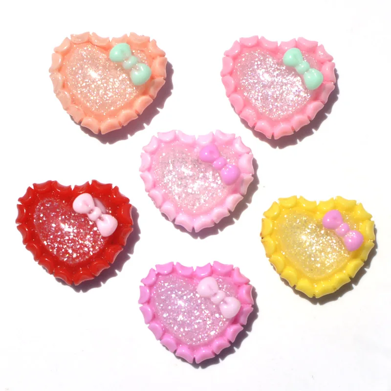 

30Pcs/lots 20*18mm Sweet Candy Love Heart Resin Flatback Gemstone Cabochon DIY Hairband Hair Loop Hair Rope Ornament Crafts