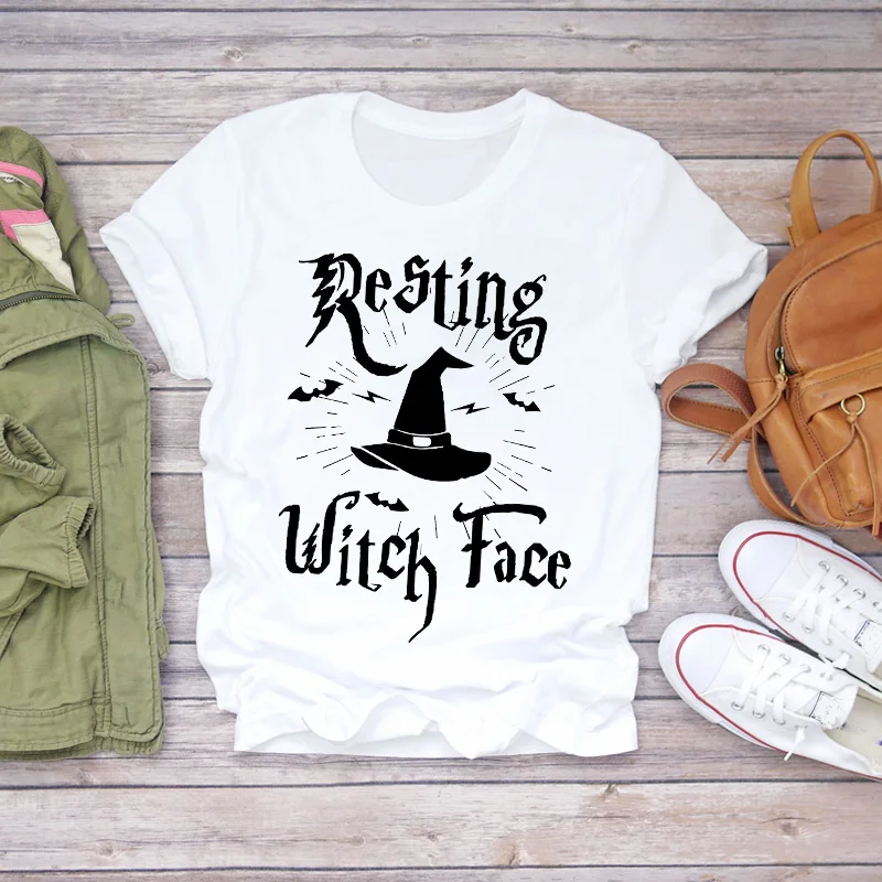 Женские футболки с мультяшным принтом тыквы ведьмы на Хэллоуин осень Осень Топ