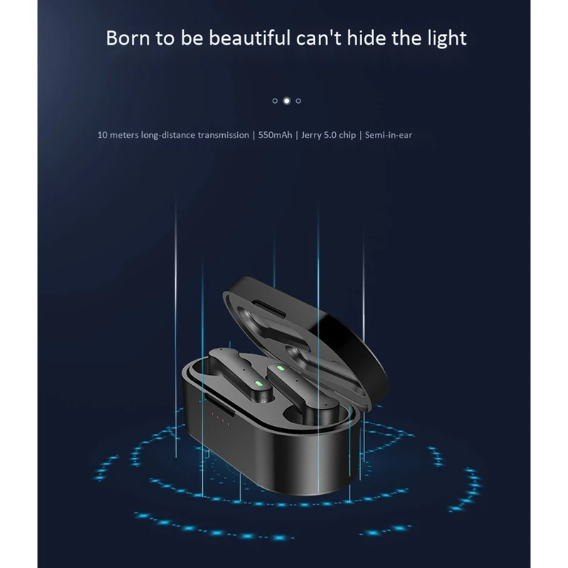 

TWS Bluetooth V5.0 Headset with Microphone Press Control Gaming Headset Heavy Bass Bluetooth Headset