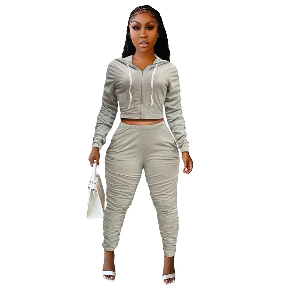 

New Fashion Temperament Casual Pleated Solid Color Long-sleeved Shirt Suit Two-piece Suit, Temperament Commuting, Pencil Pants