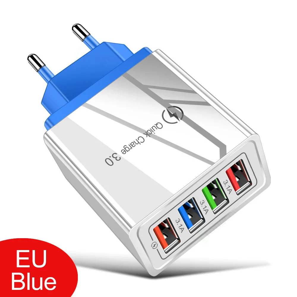 Blue EU Plug USB зарядное устройство Быстрая зарядка 3,0 быстрое зарядное устройство QC3.0 зарядное устройство для мобильного телефона для iPhone11 7 8 для samsung Xiaomi Redmi USB адаптер настенный - Тип штекера: Blue EU Plug