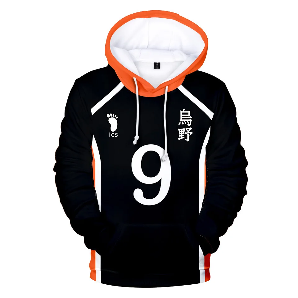 

Haikyuu Hoodie 10 Hinata Shoyo/9 Kageyama Tobio Volleyball uniform 3D Karasuno High School Anime Hoodie Unisex Casual Sweatshirt
