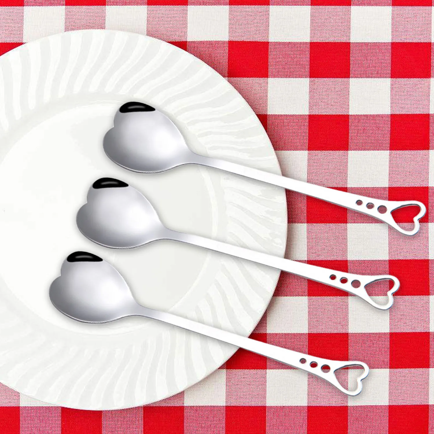 Behogar 6 шт. чайные десертные ложки в форме сердца из нержавеющей стали для