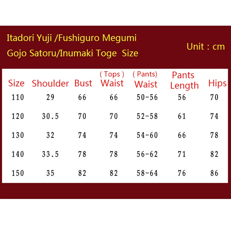 

Kids Jujutsu Kaisen Anime Gojo Satoru Cosplay Costumes Children Halloween Fushiguro Megumi Tops Pants Wigs Suits Boys Girls