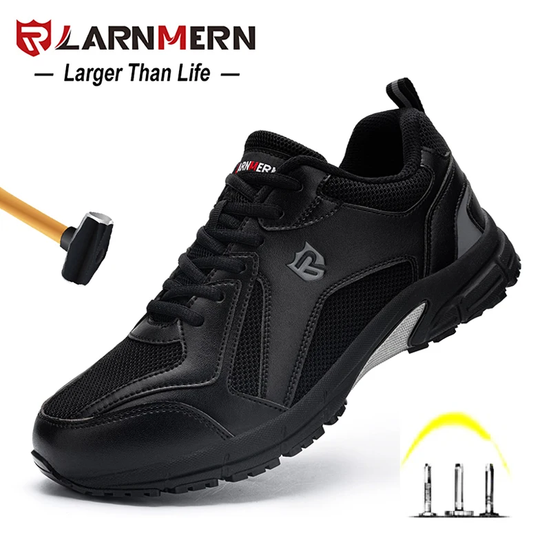 LARNMERN/Мужская безопасная обувь Рабочая из натуральной кожи Дышащие легкие