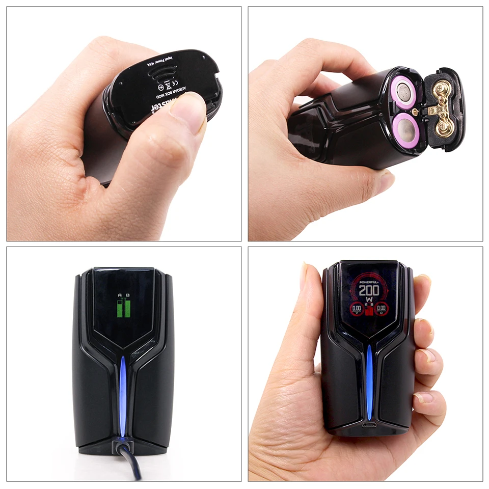 Флюс бокс мод 200 Вт Vape комплект Двойной 18650 батарея с OLED цветной экран дисплей