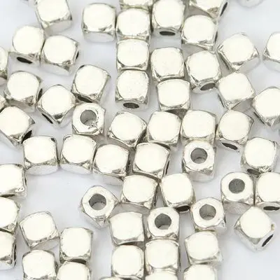 Silver 500 шт 3,5*3 мм Свободный металлический куб бусины Diy аксессуары для рукоделия принадлежности для ювелирных изделий оптом ручной работы ювелирные изделия подарок - Цвет: Silver