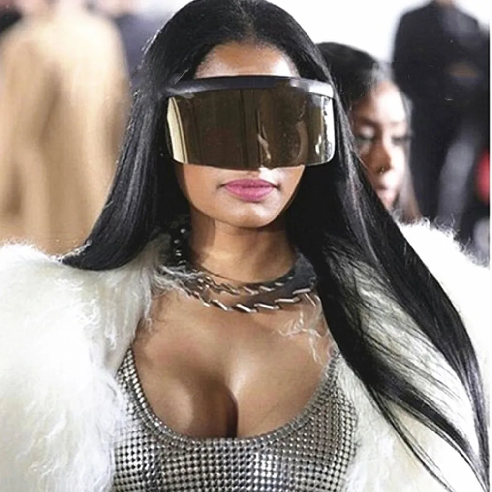 

Oversized Sunglasses Men Vintage Brand Driving Sun Glasses Women Flat Top Big Frame Sunglass Retro Siamese Eyewear UV400