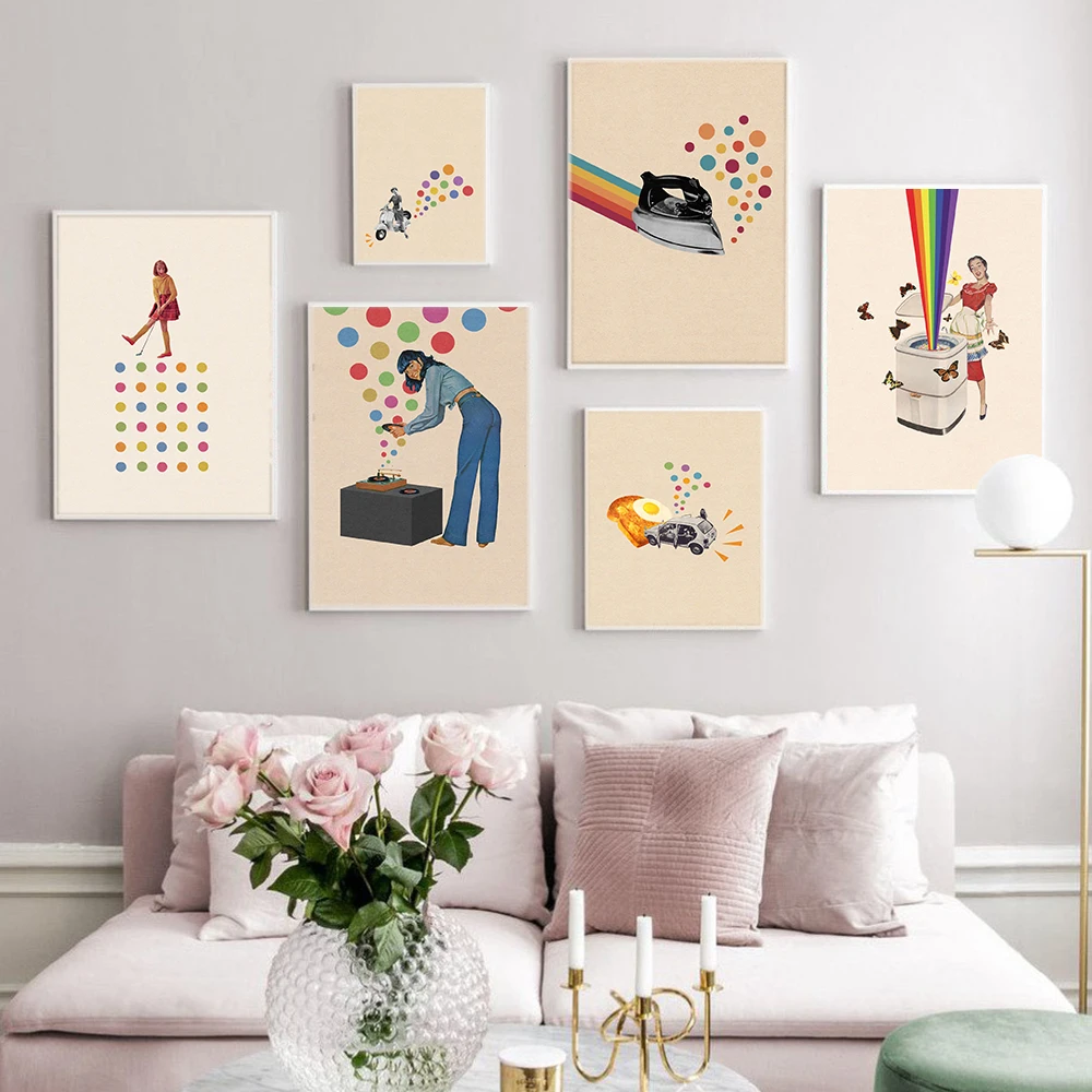 

Vintage Art Poster Don’t Forget Breakfast Canvas Painting Rainbow Modern Art Printing Female Living Room Decoration Wall Paintin