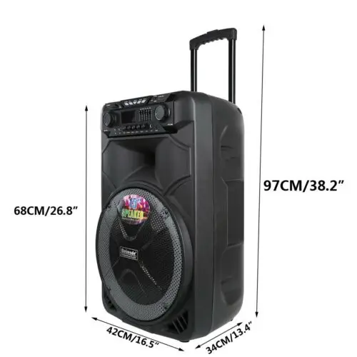 Altavoz port&aacute;til HIFI con Bluetooth para KARAOKE, sistema de Subwoofer de Audio para DJ, con luz LED, 2 micr&oacute;fonos y funci&oacute;n remota TWS, 15 pulgadas-5
