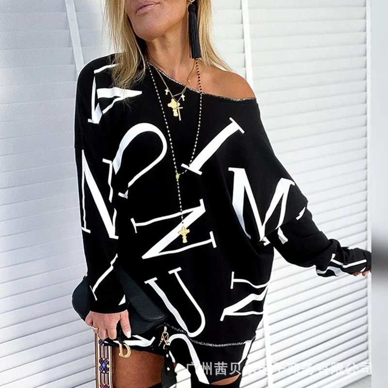 

WEPBEL, длинный свитер с круглым вырезом и открытыми плечами, Женский пуловер, свитшот, топ, новая свободная повседневная одежда с длинными рук...