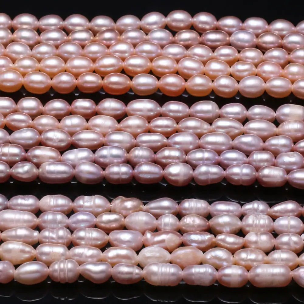 Natural Freshwater Pearl Beads High Quality Rice Shape Punch Loose for DIY Elegant Necklace Bracelet Jewelry Making 4-5MM | Украшения и