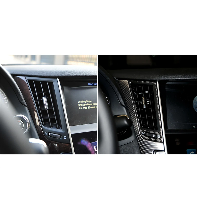

Car styling Carbon Fiber Sticker for Infiniti Q50 Q60 2014-2019 Centre console panel air conditioning outlet Cover Sticker