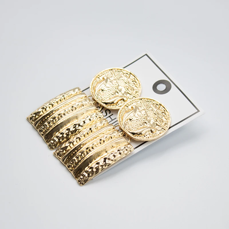 Серьги золотые Цвет большие серьги висюльки для женщин с модным геометрическим