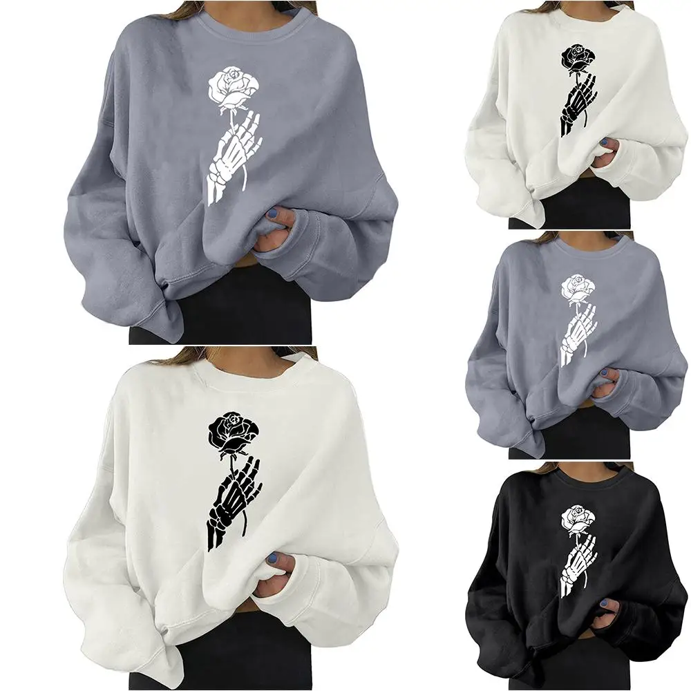 

Womens Halloween Long Sleeve Top Crew Neck Sweatshirt Casual Loose Pullover