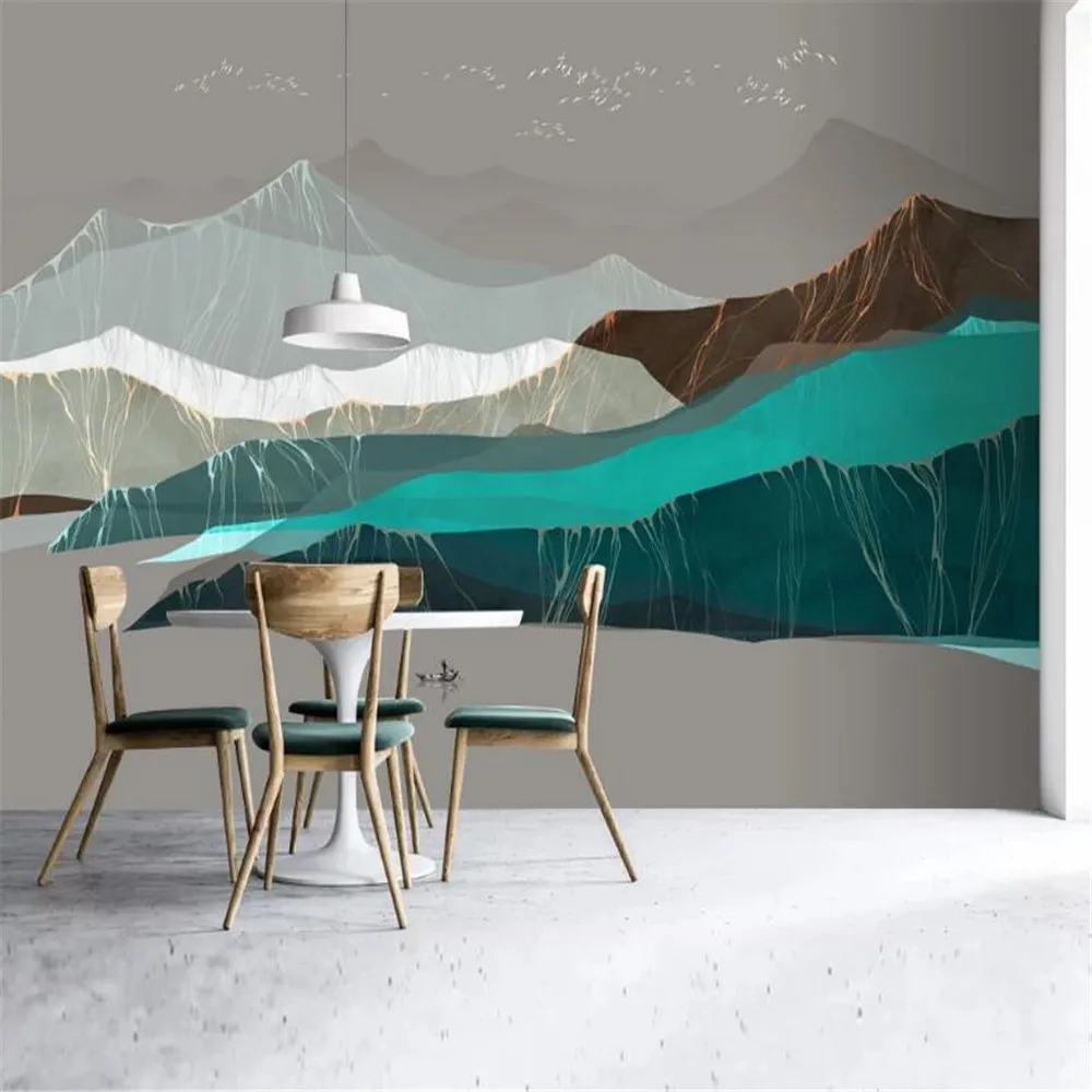 

Milofi new Chinese style modern Zen light luxury abstract ink landscape background wall painting wallpaper