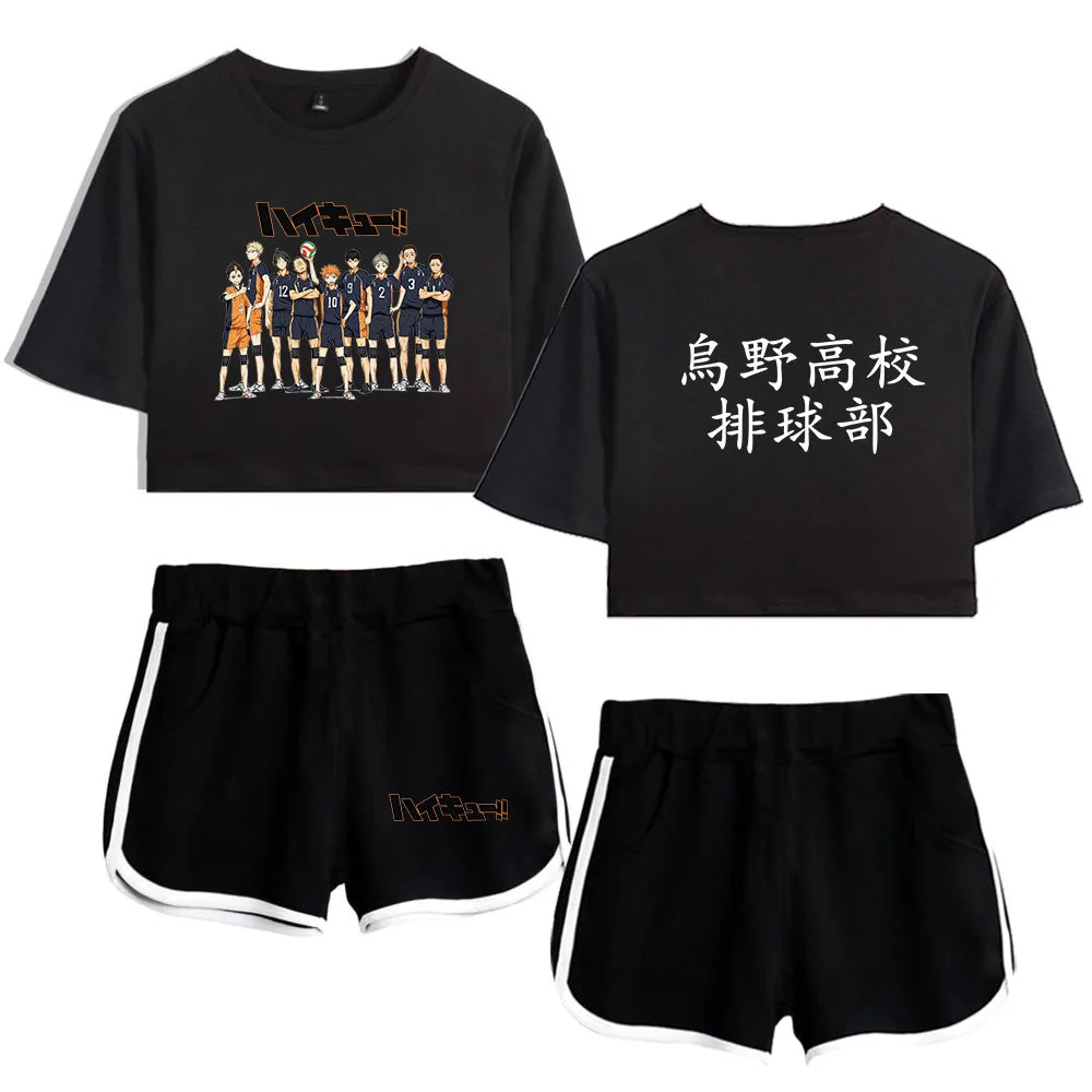 Haikyuu Karasuno Женский комплект из 2 предметов летний спортивный костюм двух короткий