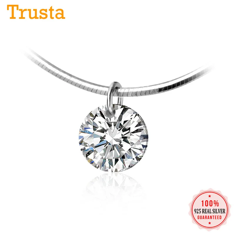 Женское ожерелье из серебра 925 пробы с фианитом 6 мм|Ожерелья| |