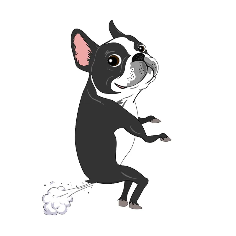

Cartoon Car Sticker Boston Dog Terrier Farts Vinyl Auto Accessories Car Window Car Styling Decal PVC 16x12cm