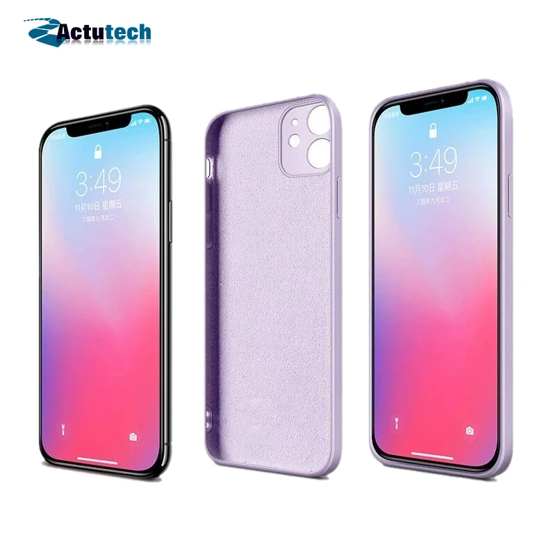 

Phone Case For iPhone X XR XS 11 12 Mini Pro Max 5 5S SE 7 6 6S 8 Plus 2020 Candy Color Straight Edge Liquid Silicone Back Cover