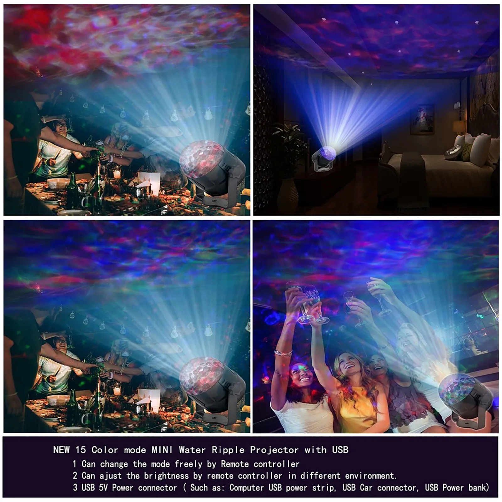 

2PCS LED Stage Disco Lights,15Colors Mini Rotating Music Activated Strobe Lights Solar Powered Sunlight for Garden Decoration