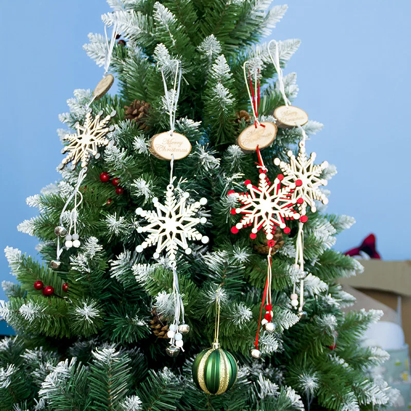 Рождественская елка Декор подвесные деревянные снежинки украшения подвески для