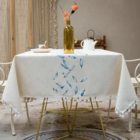3d leaves embroidered tablecloth with tassel lace waterproof oilproof dinner rectangular wedding home garden kitchentable cover