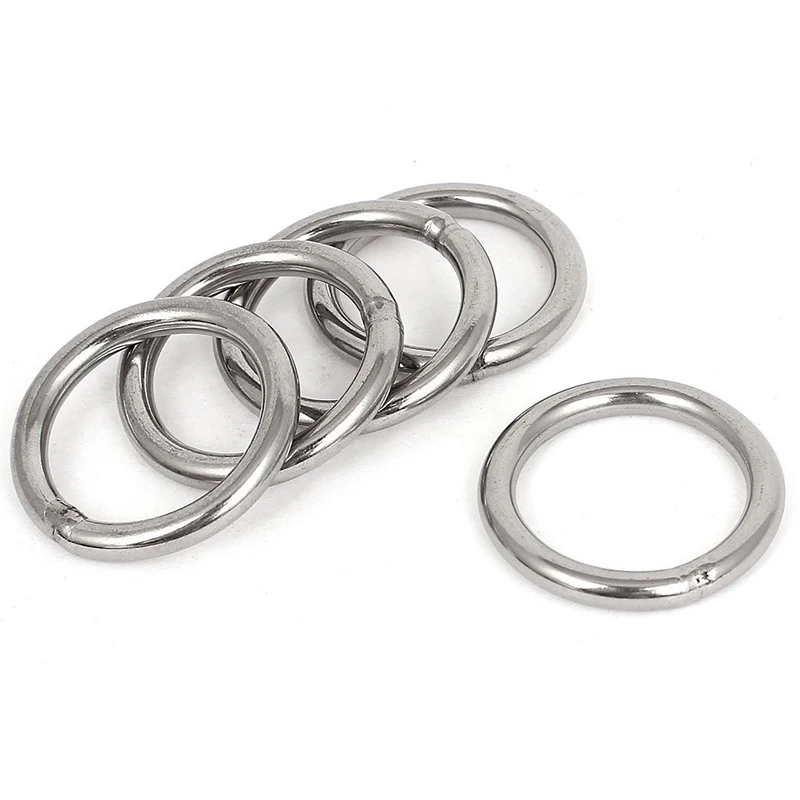 

40mm x 5mm Stainless Steel Webbing Strapping Welded O Rings 5 Pcs