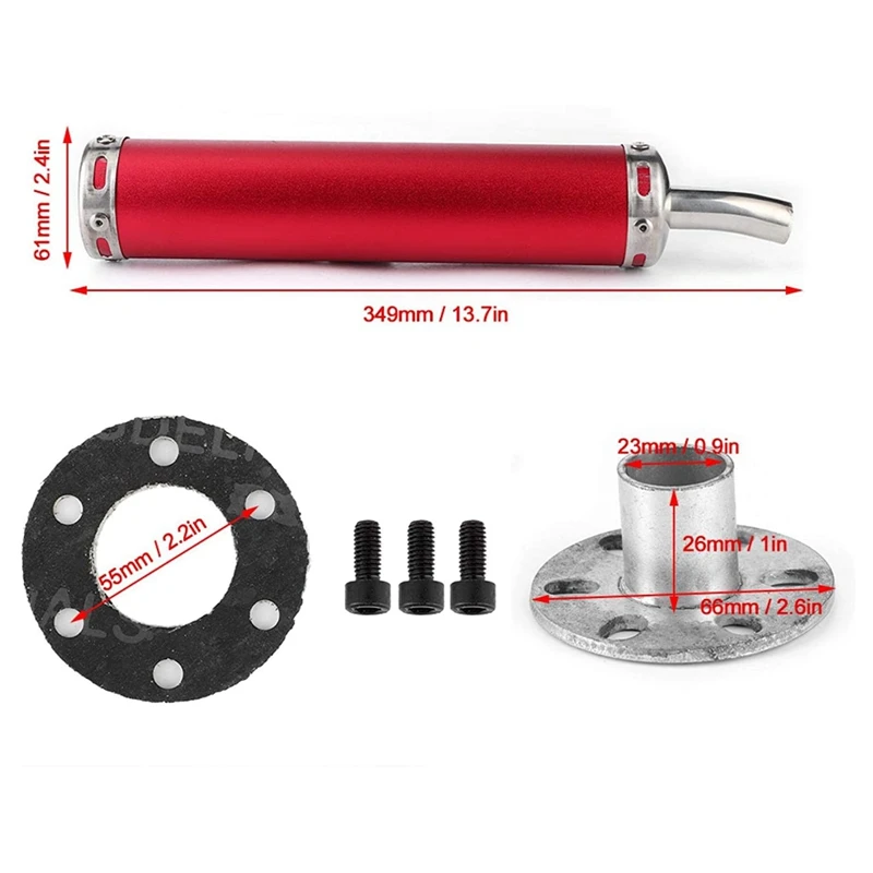 

Motorcycle Modified Tail Throat 50Cc Exhaust Pipe GY6 Muffler 60X280mm Curved Tail Pipe Mountain Bike ATV Bicycle