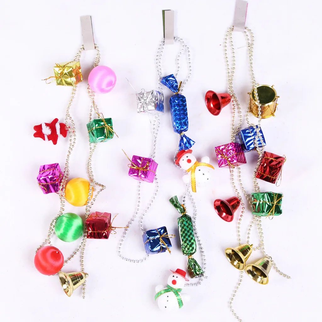 Merry Christmas Decoration for Home 2020 Santa Claus Snowman Chain Tree Decor Bell Candy Pendant Xmas Ornaments | Дом и сад