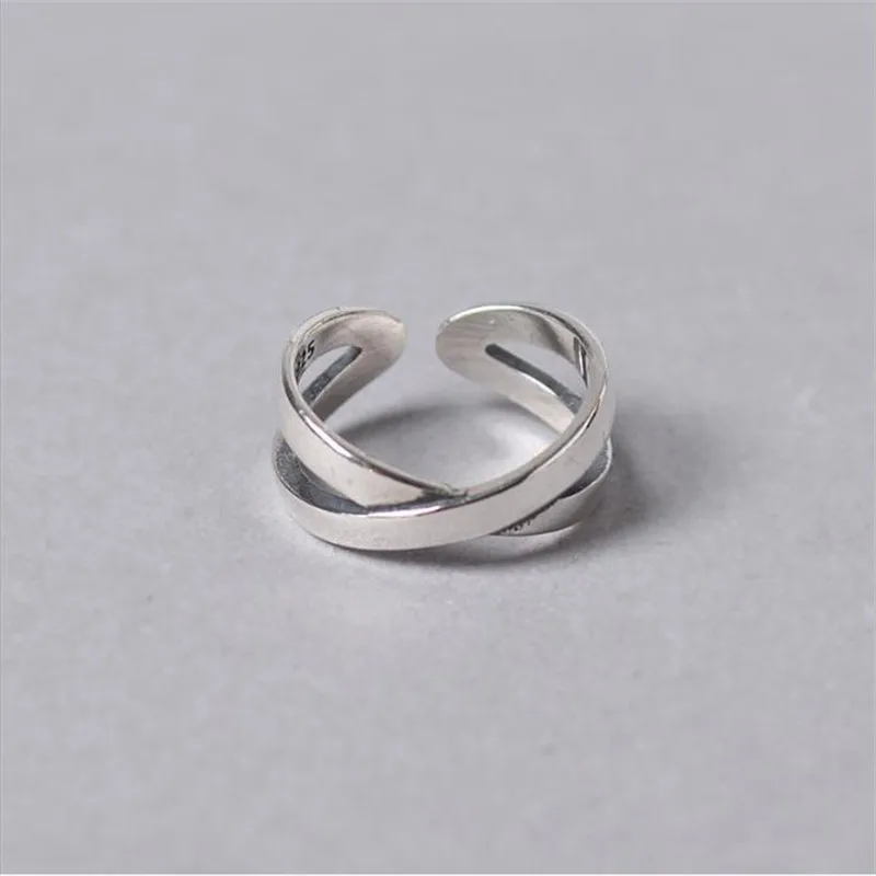 

POFUNUO Lovers Gift 925 Sterling Silver Women Personality Classic Simple Design Adjustable Open Rings Student Girls Fine Jewelry