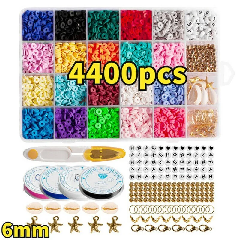 

1 Set Polymer Clay Beads Bracelet Jewelry Making Finding Flat Round Spacer Beads Needle Sewing Accessories For DIY Bracelets