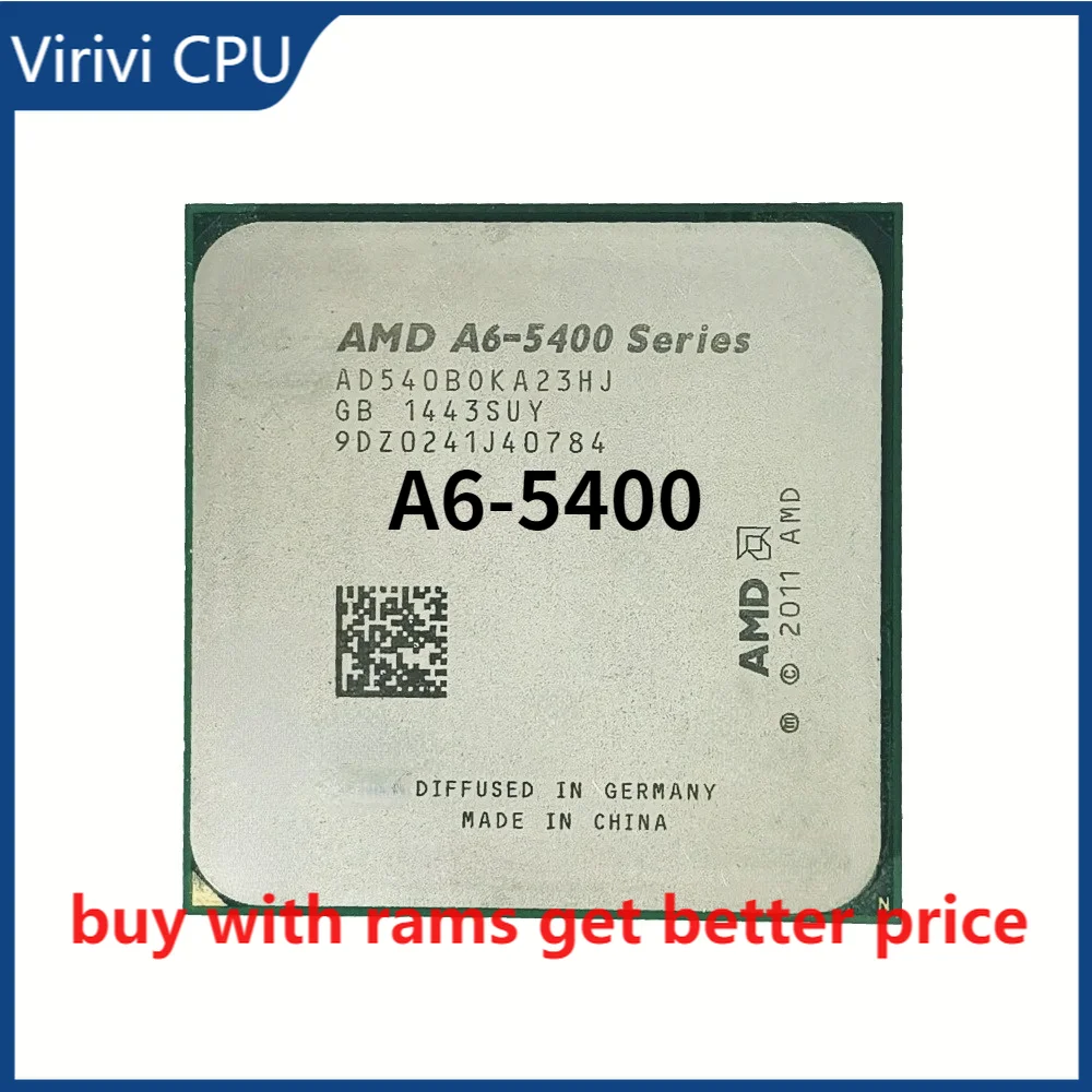 

AMD A6-Series A6-5400 A6 5400 A6 5400B A6 5400K 3.6 GHz dual-core CPU Processor AD540KOKA23HJ/AD540BOKA23HJ Socket FM2