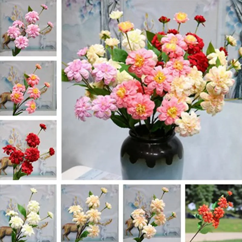 8 шт. искусственный длинный стебель Далия (7 головок/шт) 27 74 &quotдлина имитация