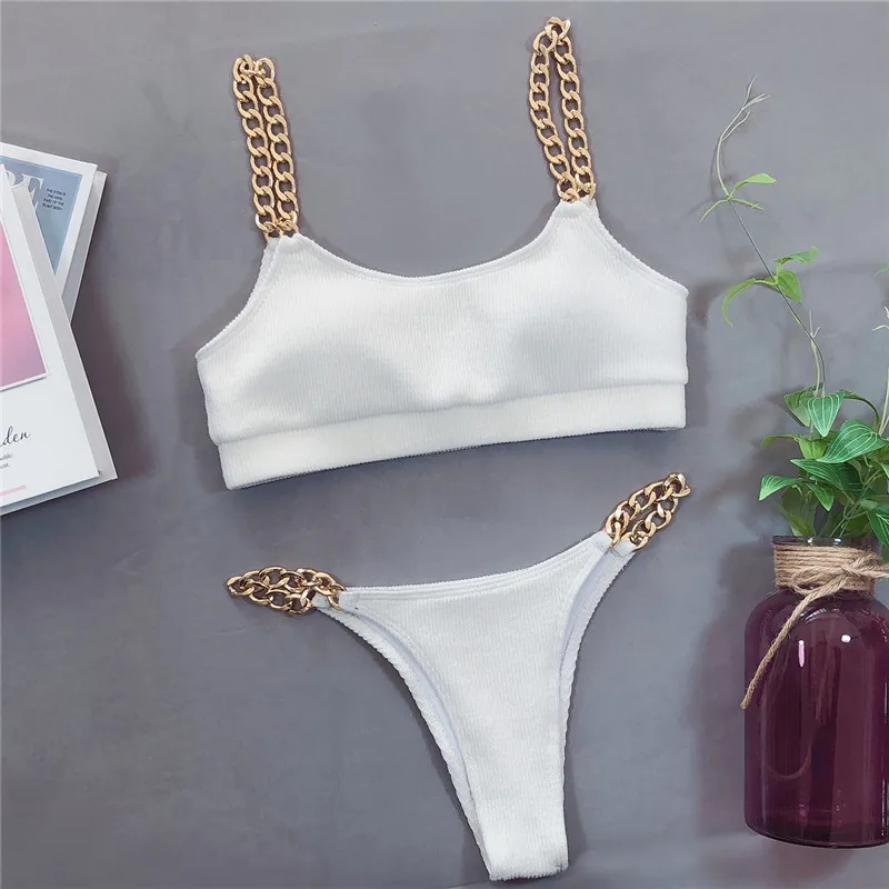 

Mellatic swimwear women Sexy ring chain bikini set High cut bathing suit 2020 Fashion woman swimsuit female Summer bathers new