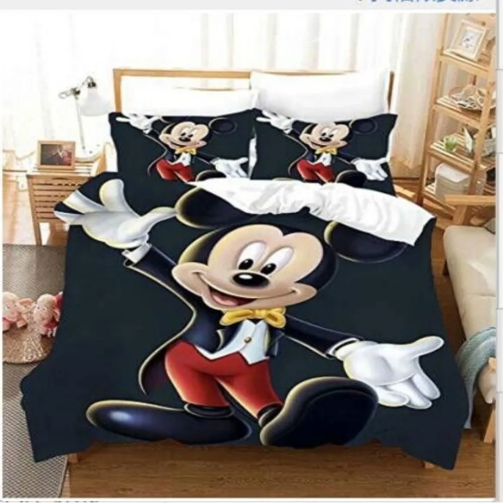

Disney Black Mickey Minnie Mouse Bedding Set Duvet Cover Pillowcases Twin Full Queen King for Children Boys Girls Home Decor