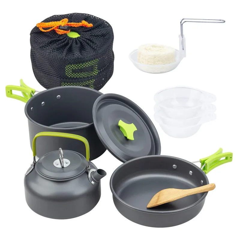 

Aluminum Alloy Three-color Kettle Pot Set Camping Outdoor Pot Set 2-3 People Outdoor Portable
