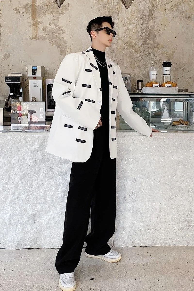 

IEFB Men's Wear Niche Design Multi-standard Color Block Patchwork White Suit Coat For Male 2021 Spring New Loose Blazers 9Y4042