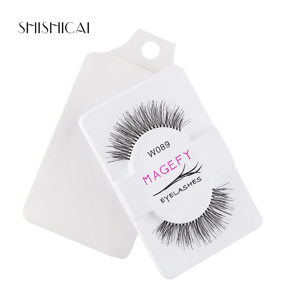 SHISHICAI 50 пар грязные накладные ресницы из человеческих волос пакет Wispy ресницы натуральные черные ресницы настроить макияж Накладные ресницы Инструменты